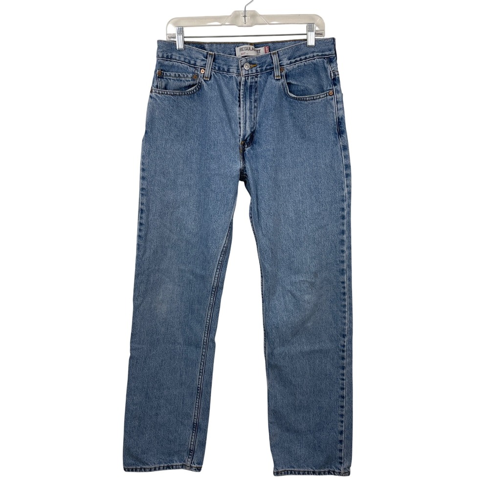 Levis 505 Regular Fit Jeans Mens 34x34 Medium Wash Blue Denim Straight Leg